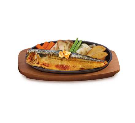 สเต๊กปลาซาบะกระทะร้อน(อาหารจานเดียว)